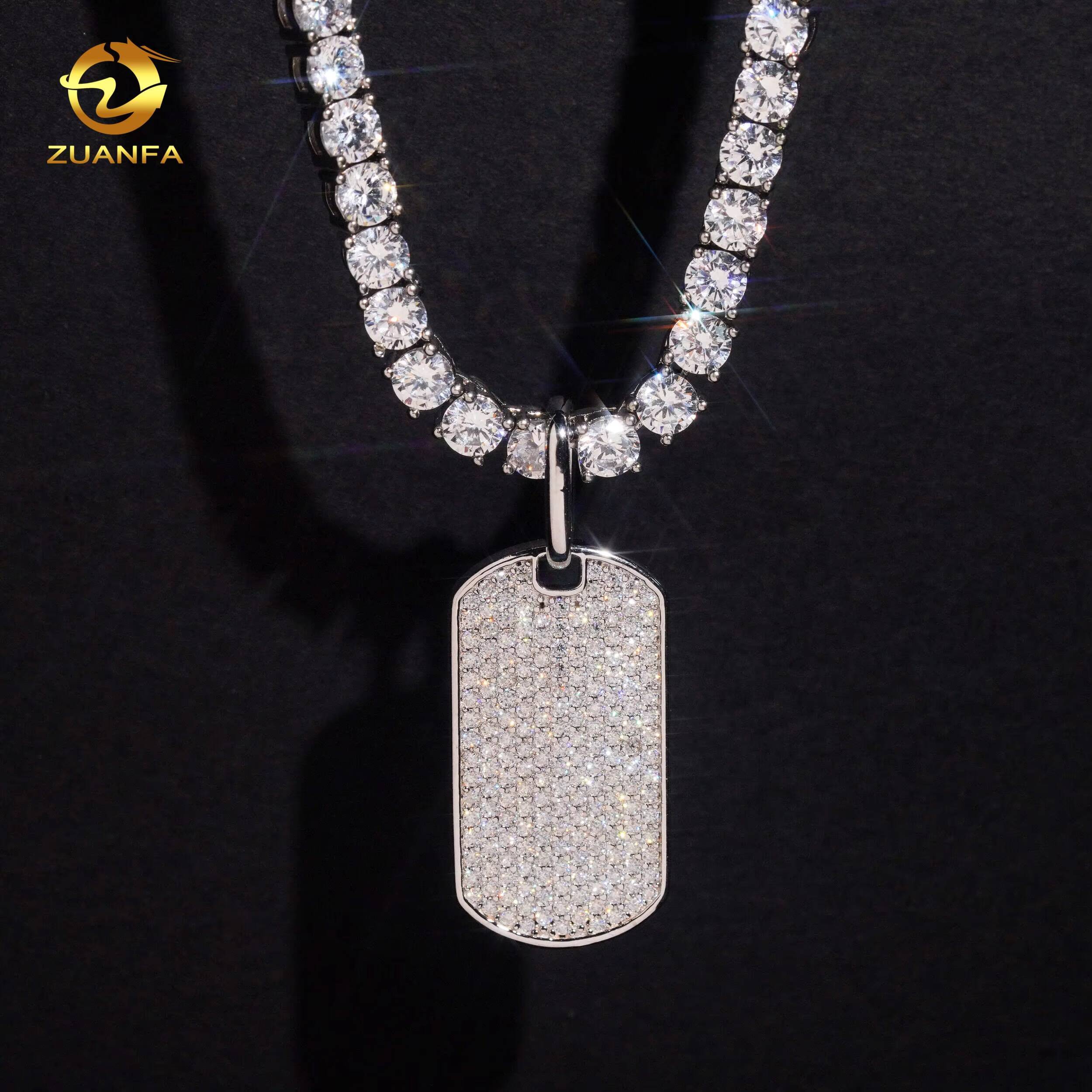 925 Silver New Design Moissanite Small Charm Pendants Hip Hop Jewelry Iced Out Fashion Pendant Tennis Necklace Set for Gift