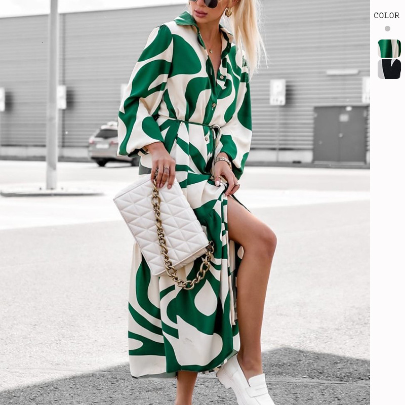 2023 Autumn Winter Womens New Fashion Loose SingleBreasted Long Sleeve Long Dress