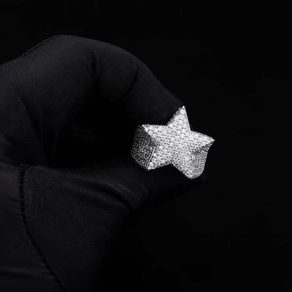 9K 10K 14K 18K Solid Gold Custom Fine Jewelry Hip Hop IGI Certified VVS DEF Color Lab Grown Diamond Cluster Star Ring for Men