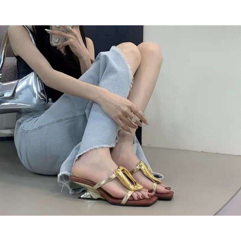 Summer New Fashion Shaped High Heel Women's Sandals Slippers Fashionable Hundred Wear Comfortable