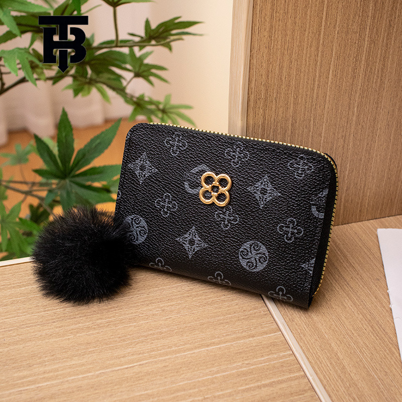 Luxury Bag TB BHULAMTE Designer Bag 2023 New Circle Heart Star Clover Print Clover Pom-pom Decoration Multi-card Slot Short Coin Purse
