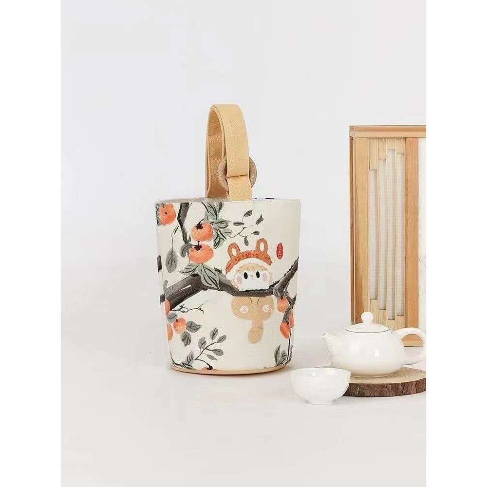 2023 New Cartoon Floral Print Canvas Tote Portable Handbag Mommy Outdoor Handheld Bag