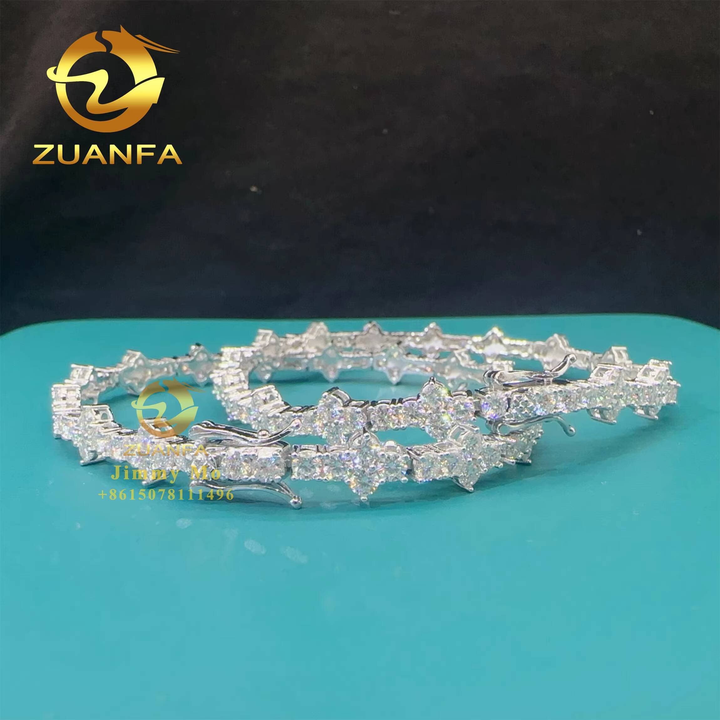 Best Selling 3mm 925 Sterling Silver Man Luxury Hip Hop Jewelry D Moissanite Diamond VVS1 Cluster Tennis Chain Bracelets