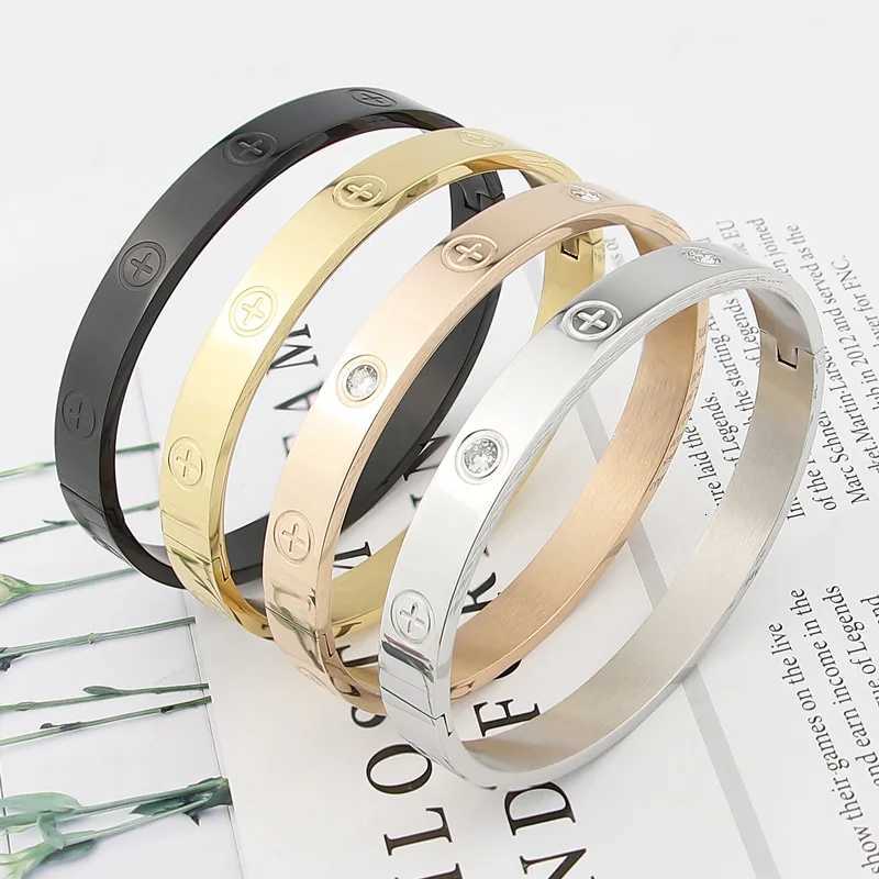 New Design Zircon And Cross Nut Bracelets Bangles For Wen Luxury Brand Jewelry Stainl Steel Screw Jewelry Pseiras S250905