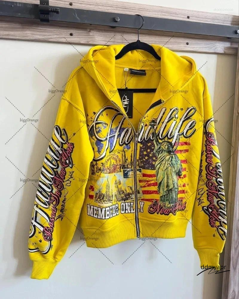 Men's Hoodies American Retro Letter Casual Loose Zipper Hoodie Men Street ddmydec Hip-Hop Fashion Haruku Oversized Sweatshirt Women ddmydec
