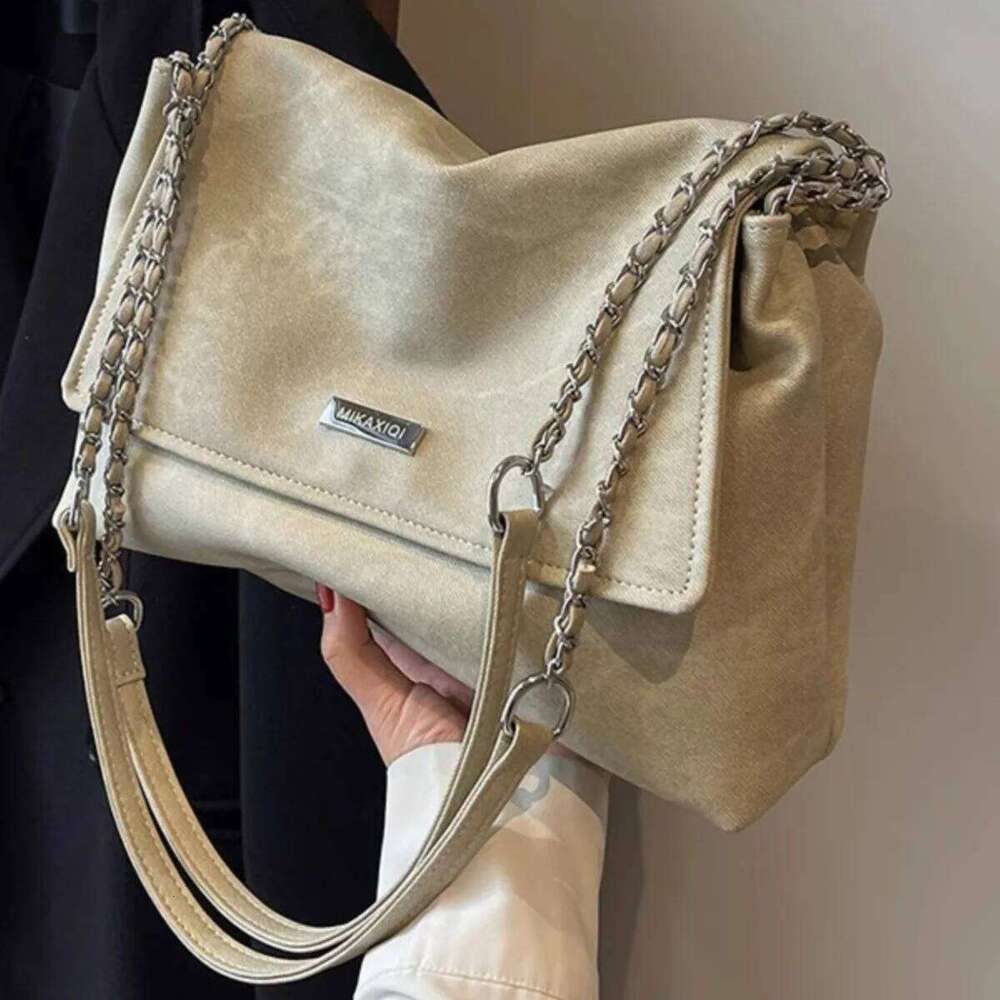 Commuting Women's Large Capacity 2025 New Fashionable Niche Texture Chain Shoulder Crossbody Tote Bag