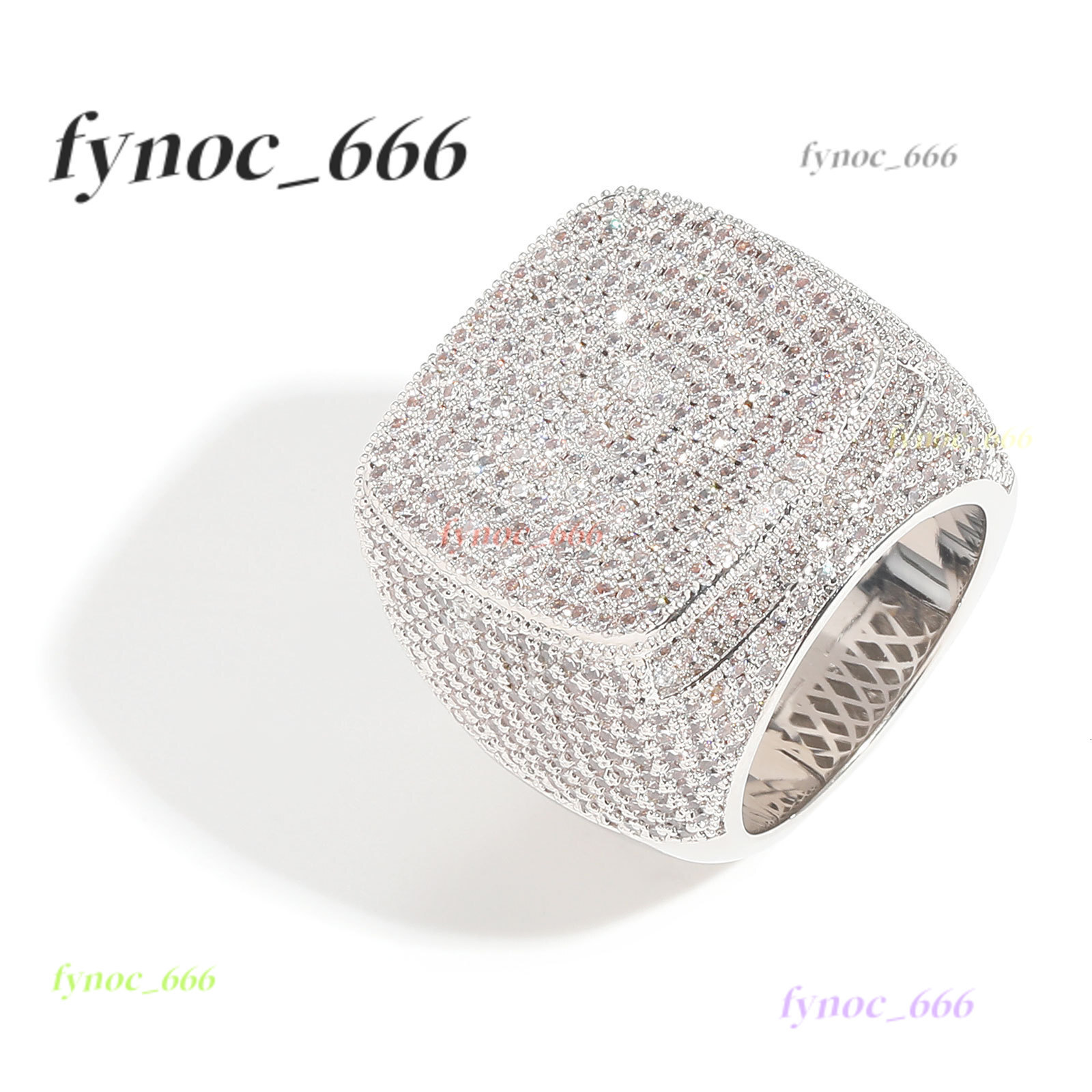 2025 Hip Hop Fashion Square Shape Brass Ring Iced Out Morganite 18 K Gold Plated Mens Ring Jewelry Party