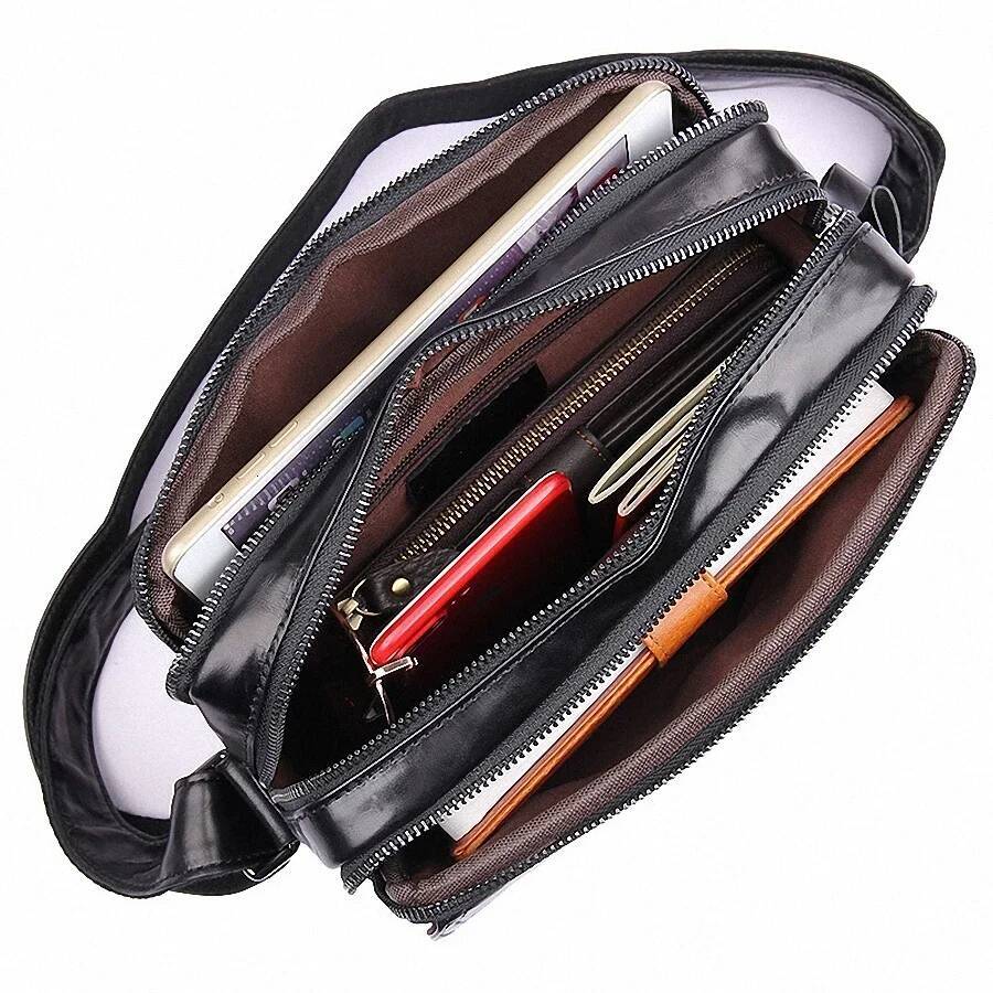 100% Genuine Leather Guarantee Crossbody Zipper Ipad Men Messenger Clutch Wallet Small Flap Male Bag LI-1988 high-quality