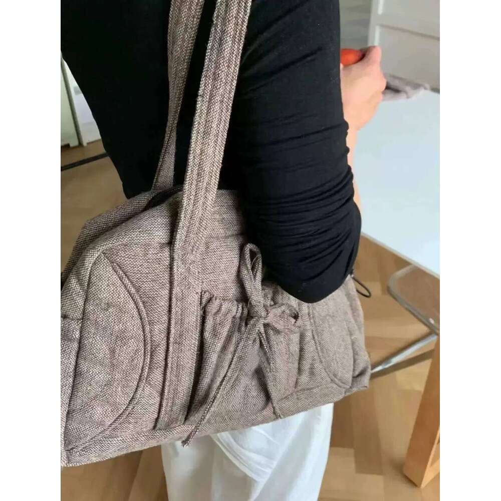 Miyagawa Ins Korean Casual Versatile Hand-held Boston Bag Bow Single Shoulder Large Capacity Commuting Tote Underarm Bagsluxury bag tote bag