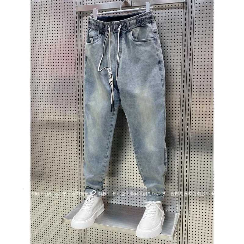 Spring Autumn New Kpop Loose Casual Mens Jeans Pants Highend Brand Loose Straight Pants Elastic Harlan Casual Trendy Dad Jeans W250905