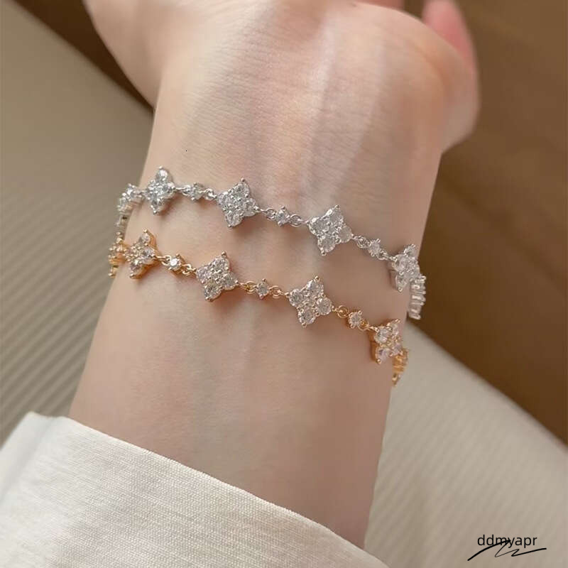 Dhcollections Gold Jewelry 2024 New S Full Dia Flower Simple Sweet Ddmydec Temperament Fashion Inlaid Sier Bracelet For Women Ddmydec Ddmydec Ddmydec 