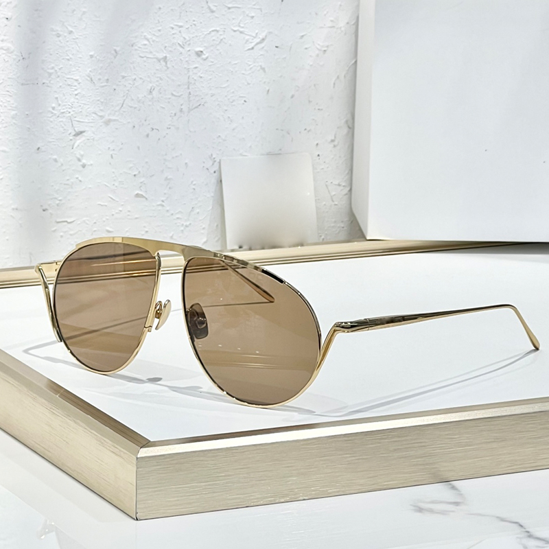 Designer pilot sunglasses for women Hillock sunglasses 40180 gold light metal frame gold lenses Leisure Vacation Street Shooting lw luxury brand glasses