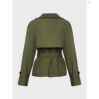 Trendy Solid Color Notch Lapel Double Breasted Long Sleeve Trench Coat