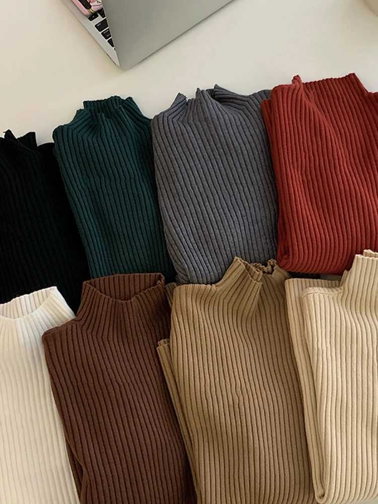 2025 chic Autumn winter Sweater Pullovers Women Long Sleeve casual turtleneck warm basic Sweater knit Jumpers top Z250905