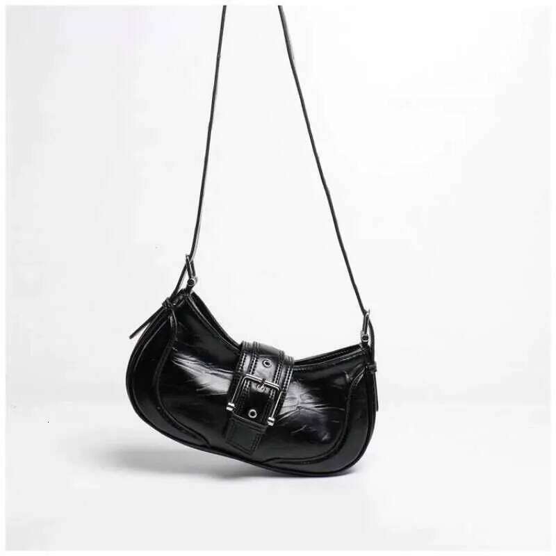 Women Y2k Fashion Shoulder Black PU Leather Underarm Ladies High Quality Handbags Hot Girls Armpit Bags Wallet