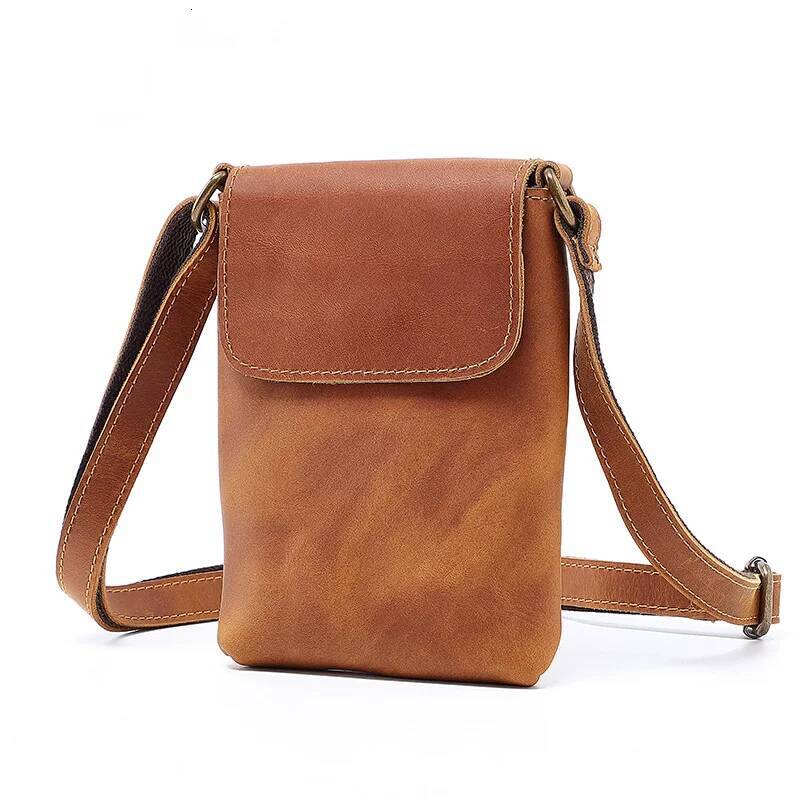 Fashion Genuine Cowhide Leather Shoulder Crossbody Messenger Bags for Men Wholesale Vintage Style with Custom Summer high-quality