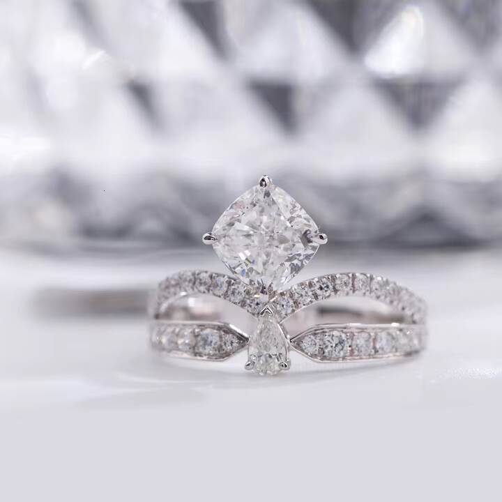 VOAINO IGI Certified 18K White Gold Custom Fine Jewelry CVD Lab Grown Diamond Rings for Women Ladies Engagement Wedding Gifts