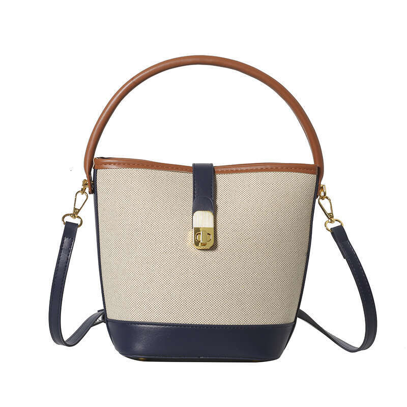 Women's 2025 New Trendy Fashion Handheld Bucket Niche Design Color Block Shoulder Crossbody Bag