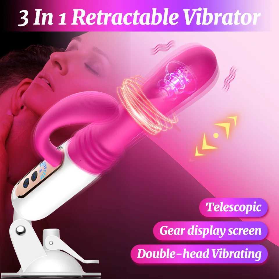 Telescopic Vibrator Automatic Dildo Gun Double head Clitoral GSpot Stimulation Female Masturbator Sex Machine Adult Sex ToyXJ250905