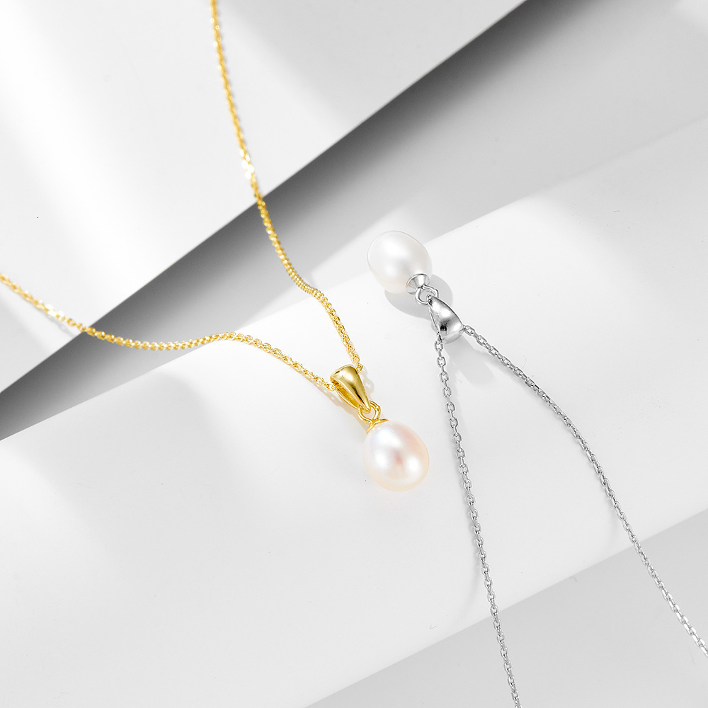 XF800 Pure 18K Yellow Gold Necklace Pendant Natural Freshwater Pearl Trendy Party Gift Real Au750 Fine Jewlery For Women D221 240719