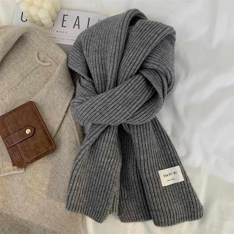 New Classic Retro Knitted Scarf Men Women couple Korean Ins Thickened Soft Warm Solid Couple Scarves Thermal Muffler Male FemaleXJ250905