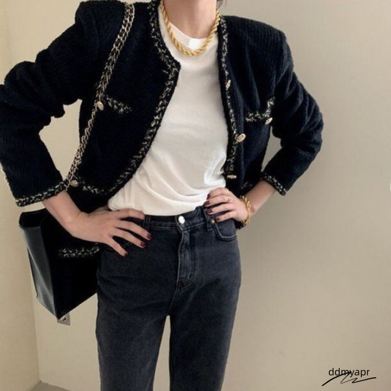 ddmyday New Design 2025 Light Mature French Coat For Women, A Niche New Autumn Winter Fashion Style, Slimming, Casual And Versatile Tweed Free Shippin