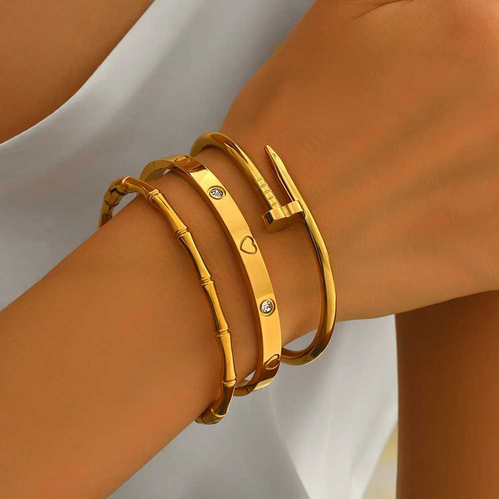luxury classic design fashion bamboo zircon bracelet set Stainl steel material is waterproof and not easy to fade M251218