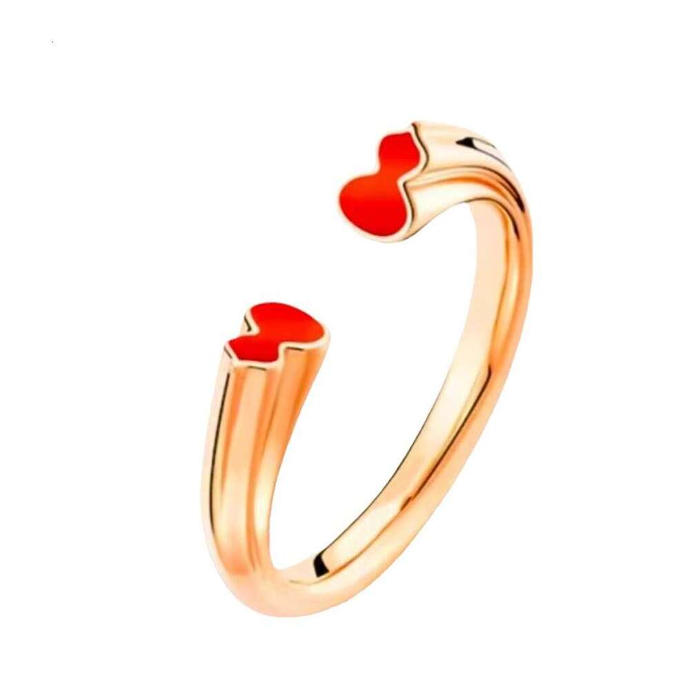 Agate Double Open Ring Red Gourd Symbolizes Good Luck and Success in Pairs New Chinese Style High-end Feel