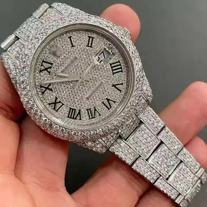 moissanite vvs high quality watch Top Quality Automatic Mechanical Women Designer Men Moissanite Pass test Watches Iced Out Vvs Dia Watch Free Fast delivery a54