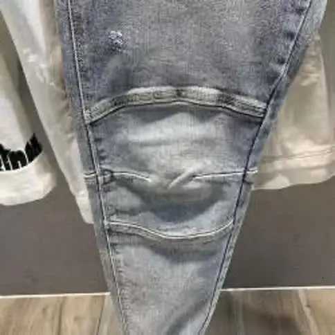 Mens Retro Jeans Casual Spring Autumn Slim Pencil Pants Vintage Distressed Motorcycle Stitching Embroidery Washed Skinny Jeans W250905