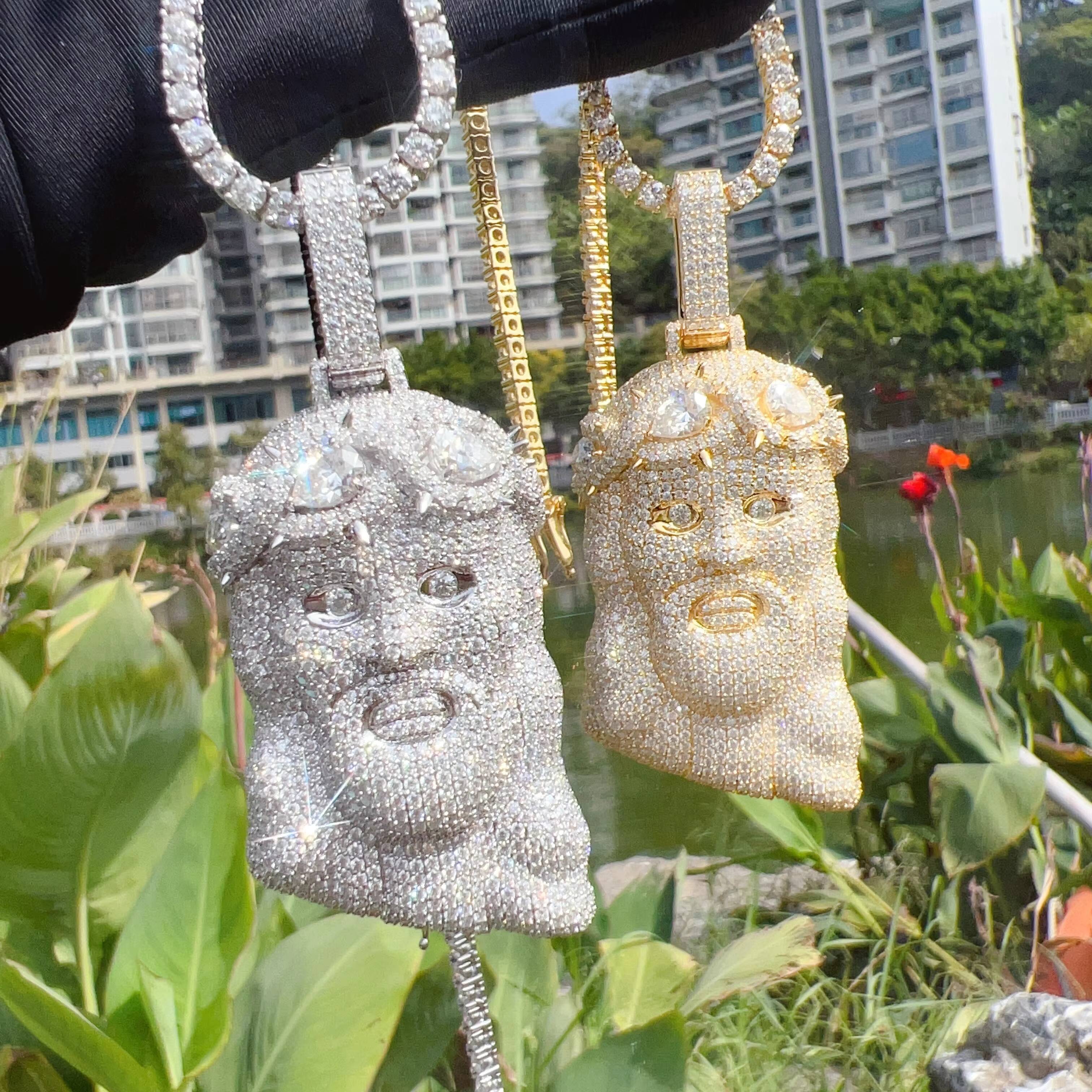 Fine Jewelry Sterling Silver 925 Iced Out Diamond Pendant VVS Moissanite Hip Hop Fashion Jesus Pendant