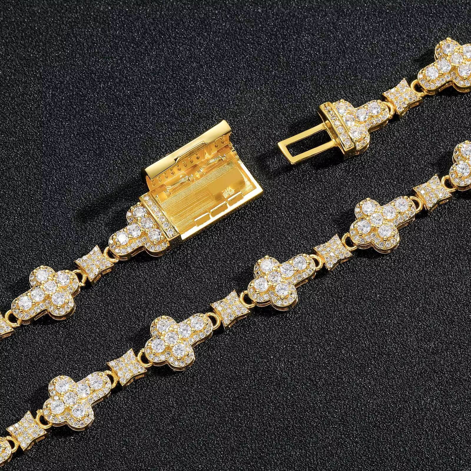 BES Fashion Hip Hop 10 MM Unique Cross Tennis Chain Necklace Iced Out Zircon Gold Plated Mens Necklace Jewelry Anniversary