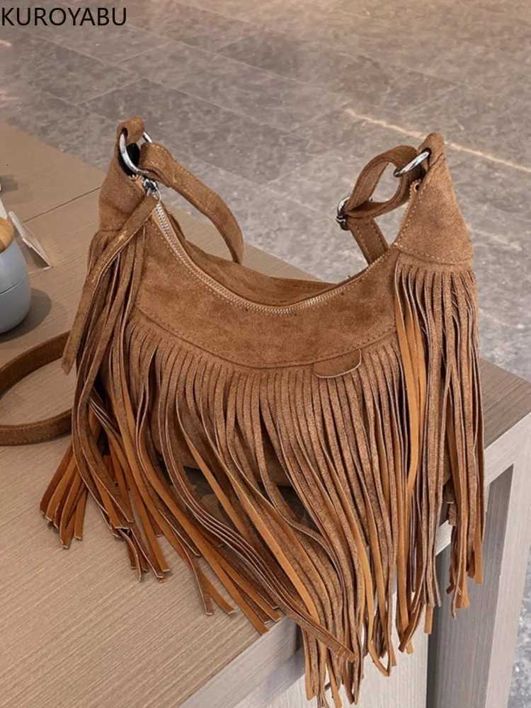 Fashion Vintage Tassel Crossbody Shoulder Bags Women Suede Small Handabg and Purse Female Large Capacity Design Hobos Bag Z250903