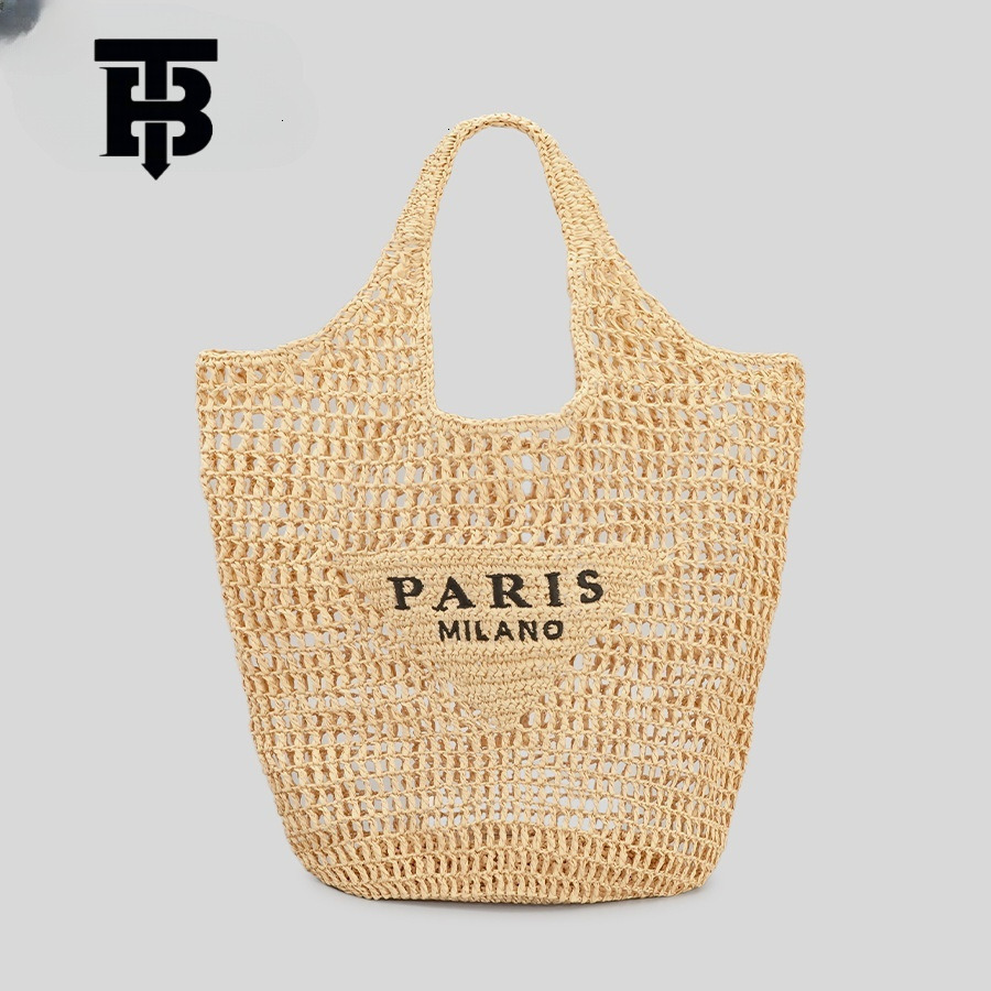 TB BHULAMTE Designer Bag TEMU Hot Selling Handwoven Women's Luxury Bag Handbag Letter Embroidery Woven Shoulder Bag Simple Fashion Handheld Straw