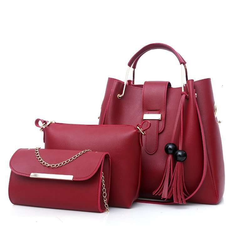 Women's Three-Piece Mother-Daughter Single Shoulder Crossbody Large Set Fashion Handbag Bucket Tassel Bag