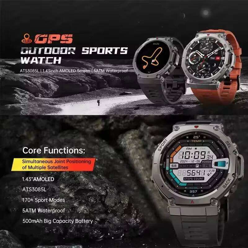 Ultra GPS Smart Watch ATM Waterproof Built in Dual band GNSS Compass Military Sport Smartwatch Men New