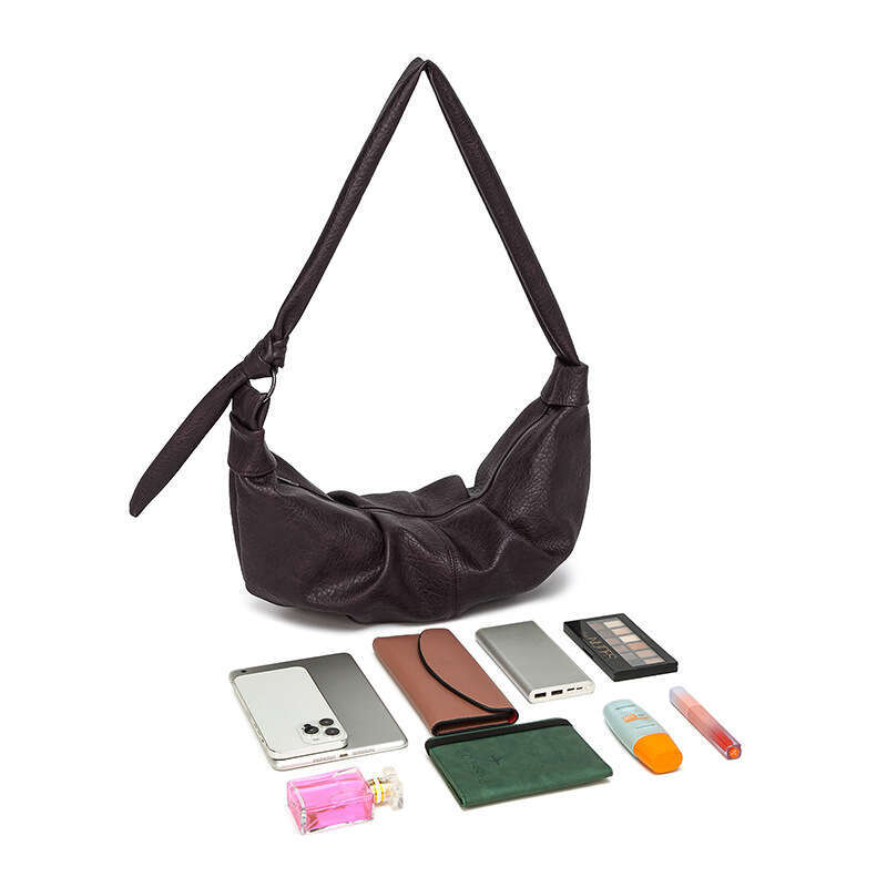 2025 Lazy Casual Versatile Horn Single Shoulder Crossbody Korean Style Large Capacity Soft Leather Sweet Cool Dumpling Bag