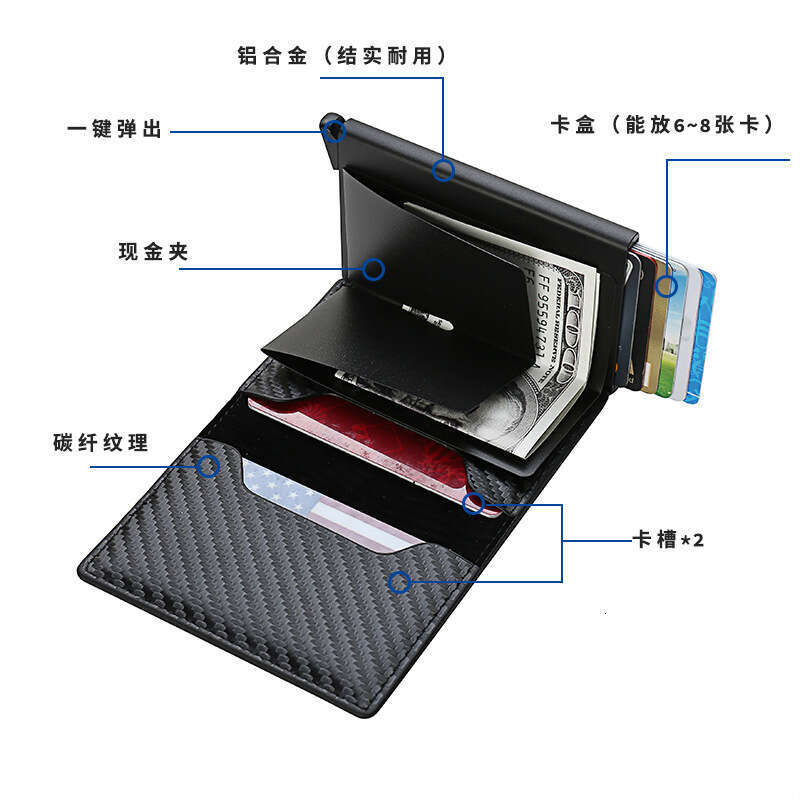 RFID Anti-Magnetic Anti-Theft Men's Aluminum Alloy Metal Sleeve Bank Card Holder Wallet Money Clip