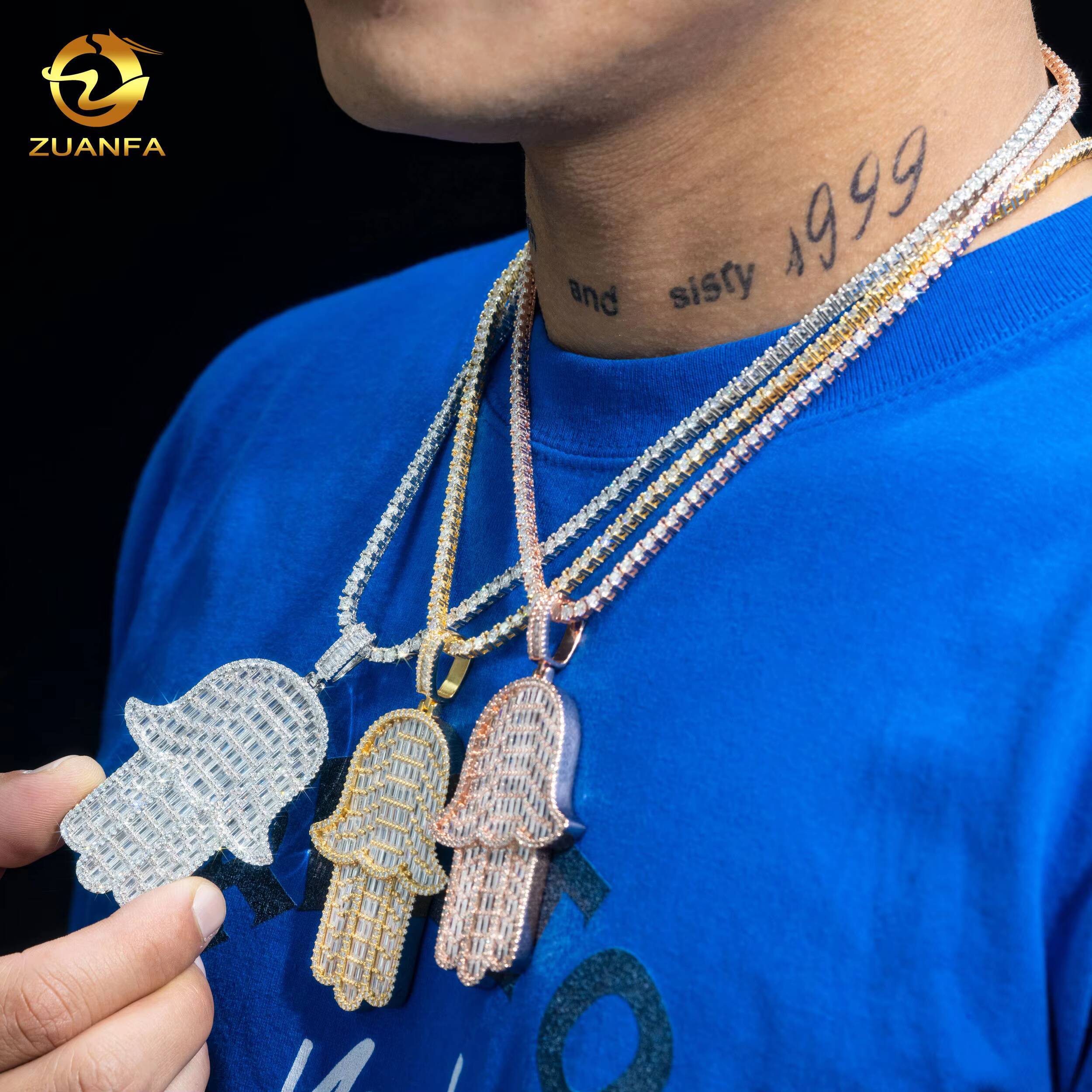 Factory Price Fashion Hip Hop Jewelry Mens Charms Pendants 925 Sterling Silver VVS Moissanite Diamond Iced Out Pendant