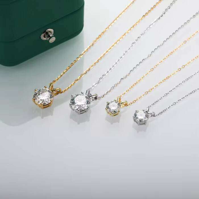 6.5mm or 8.0mm Circular Cut Moissanite Pendant Women's Necklace, Holiday Gift,