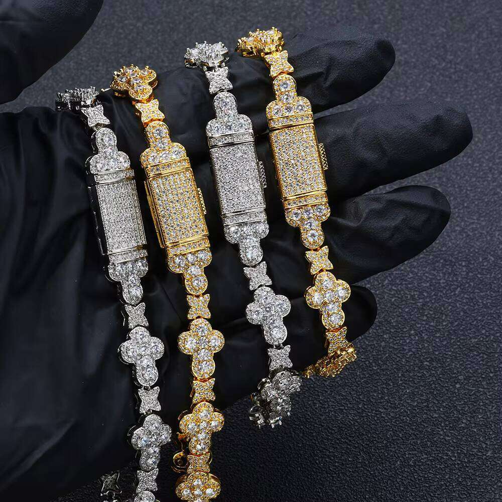 FineJewelry CZ Dia Tennis Chain Bracelet for Women High Quality Gold Sier Star Shape Bling Hip Hop Style Religious