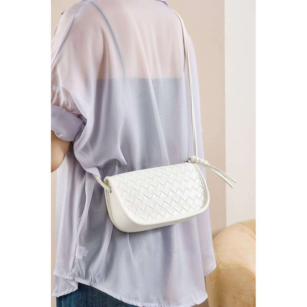 2024 Summer New Genuine Leather Handheld Square Fashion Woven Double Zipper Single Shoulder Crossbody Small Casual Women's Bag