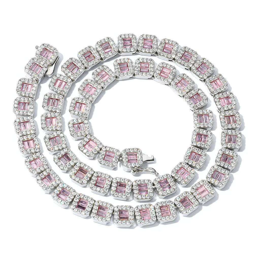 European Fashion Hip Hop Bling Rhinestone Baguette Iced Out Square Tennis Chain Choker Necklace