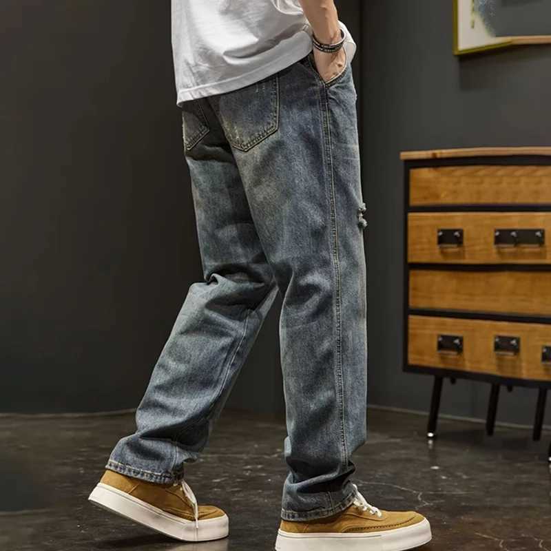 Korean Version Ripped Jeans MenS Autumn New Retro Casual Pants High Street Loose Straight Leg Pants W250905