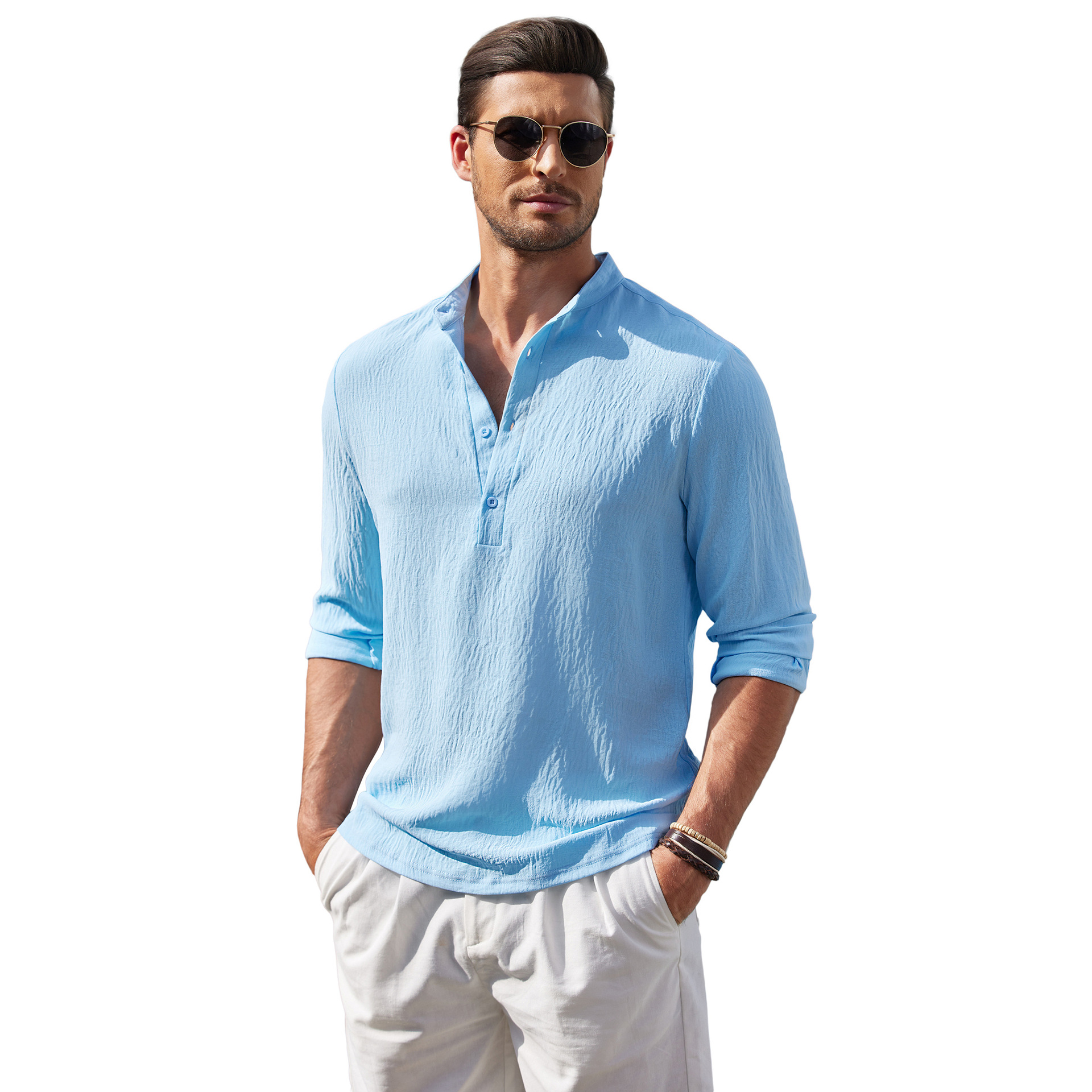 HM90404 Spring and autumn new men's wool T-count worsted half-high collar sweater men's machine washable knitted bottoming shirt men's 