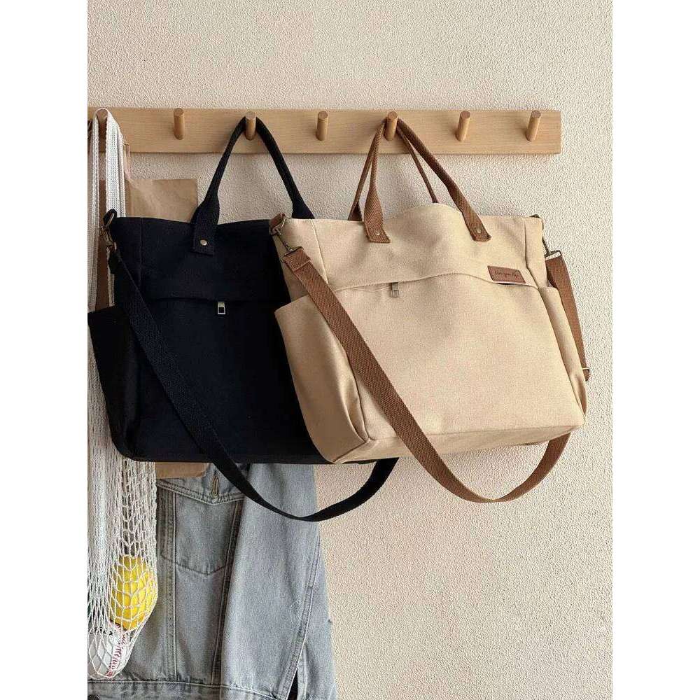 Hylhexyr Cloth Handbag Thickened Canvas Shoulder Bag Simple Commuter Student Handheld Crossbody Tote Bags With ZipperTravel storage fitness bag