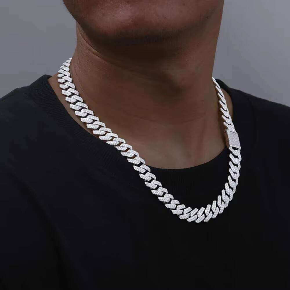 Colorless Moissanite Round Cut Cuban Chain for Men Stylish Hip Hop Bracelet & Bangle