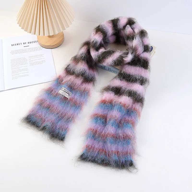 New Dopamine Striped Splicing Warm Women Scarf Autumn Winter Thick Thermal Fashion Tren Females Scarves Soft Warm MufflerXJ250905