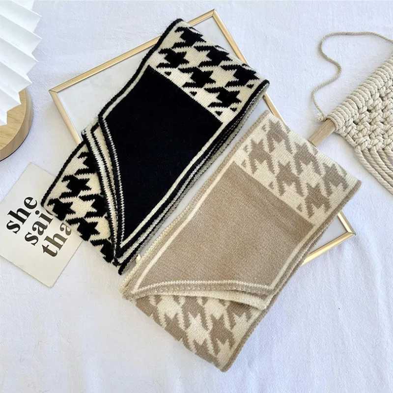 Scarf For Women Plaid Neckerchief Knitted Scarfs Long Skinny Small Scarves Bandana Female Foulard Warm Cashmere Neck Tie XWJ108XJ250905