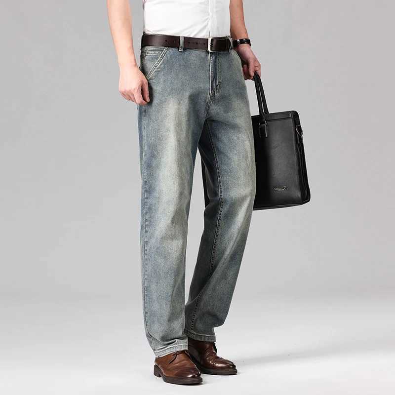 2025 Thin for Summer Mens Luxury Classic Style Men Jeans 95 Cotton Loose Straight Business Stretch Denim Male Trousers W250905